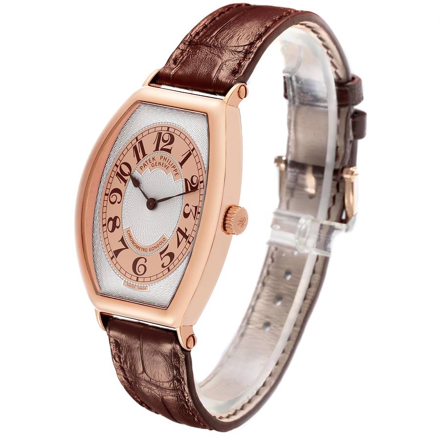 Patek Philippe Gondolo Rose Gold Silver Dial Mens Watch 5098R