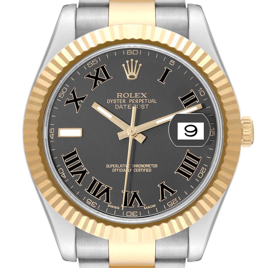Rolex Datejust II Steel Yellow Gold Black Dial Mens Watch 116333
