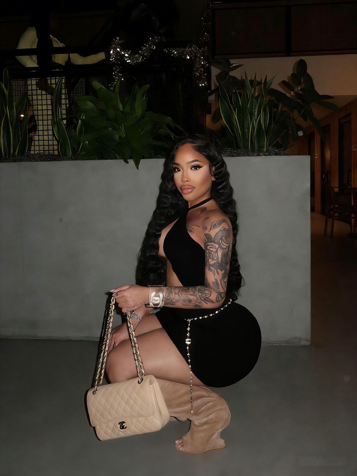 Women Sexy Lace Halter Neck Bodycon Dress