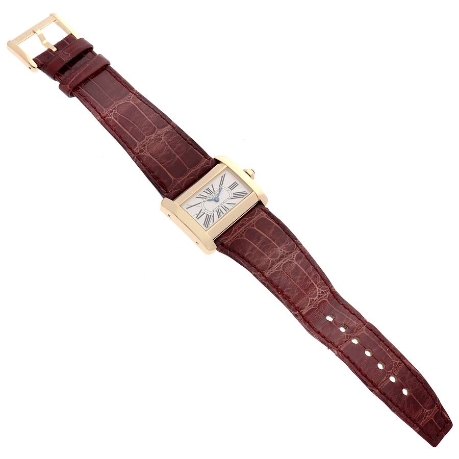 Cartier Tank Divan Mini Yellow Gold Red Strap Ladies Watch W6300356