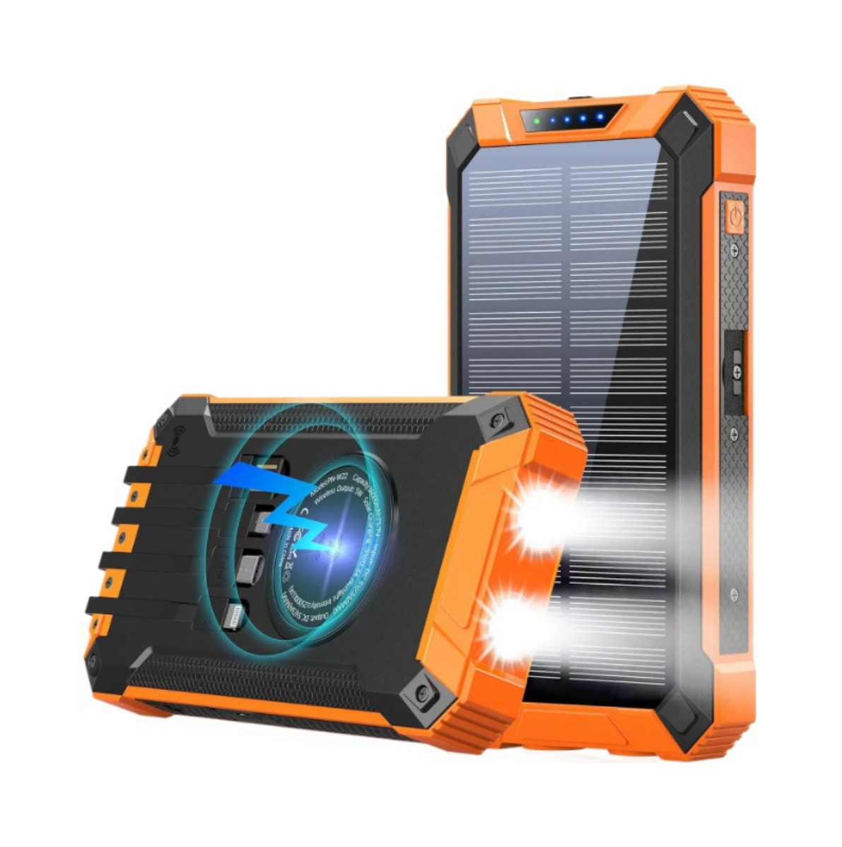 Solar Wireless Power Bank Outdoor Portable Charger with Flashlight