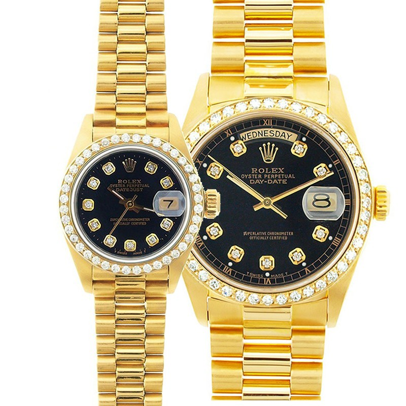 Rolex President Watches His & Hers 18K Custom Set Diamonds Models(HH10)
