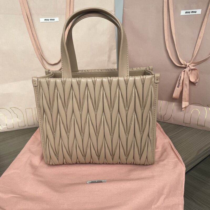 Replica Miu Miu Matelassé Tote Brown