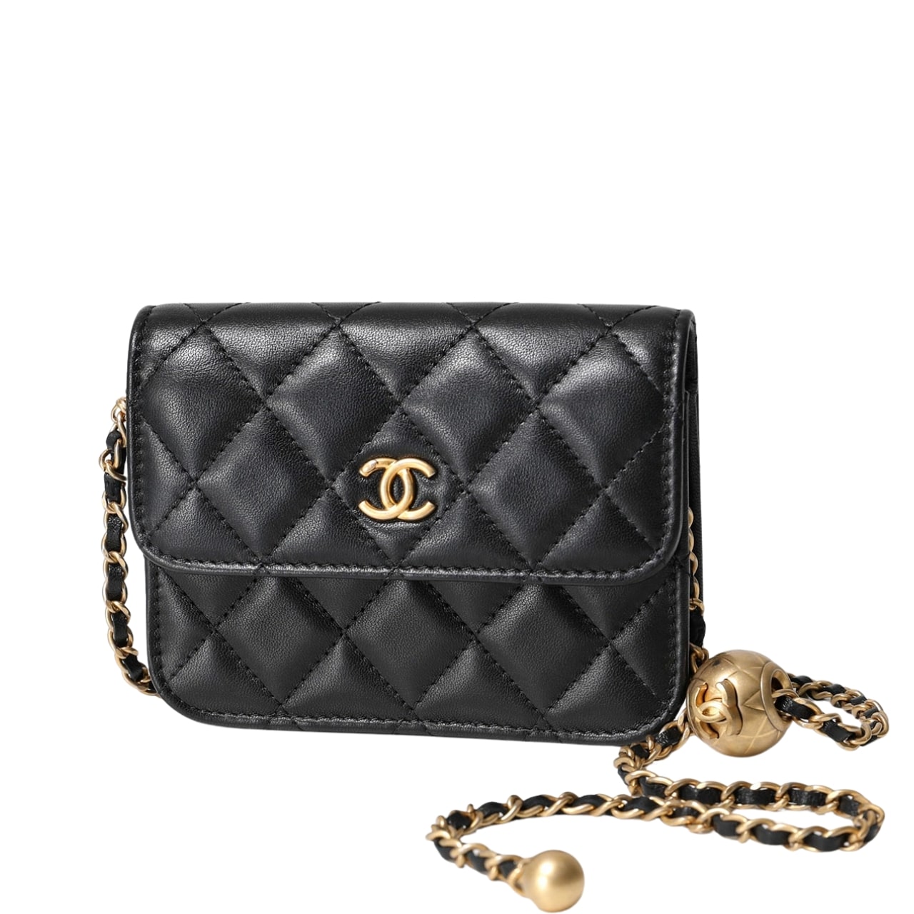 Chanel Clutch With Chain Pearl Crush Gold Black 15Cm Ap1628 B02916 94305