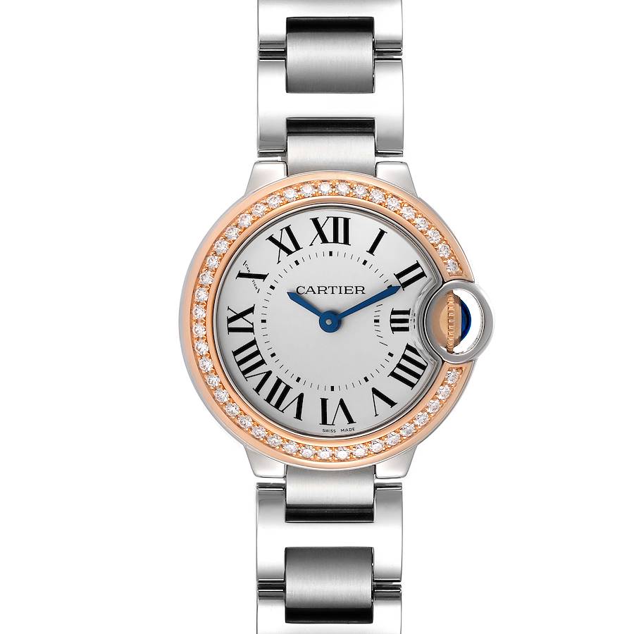 Cartier Ballon Bleu Steel Rose Gold Diamond Ladies Watch WE902079