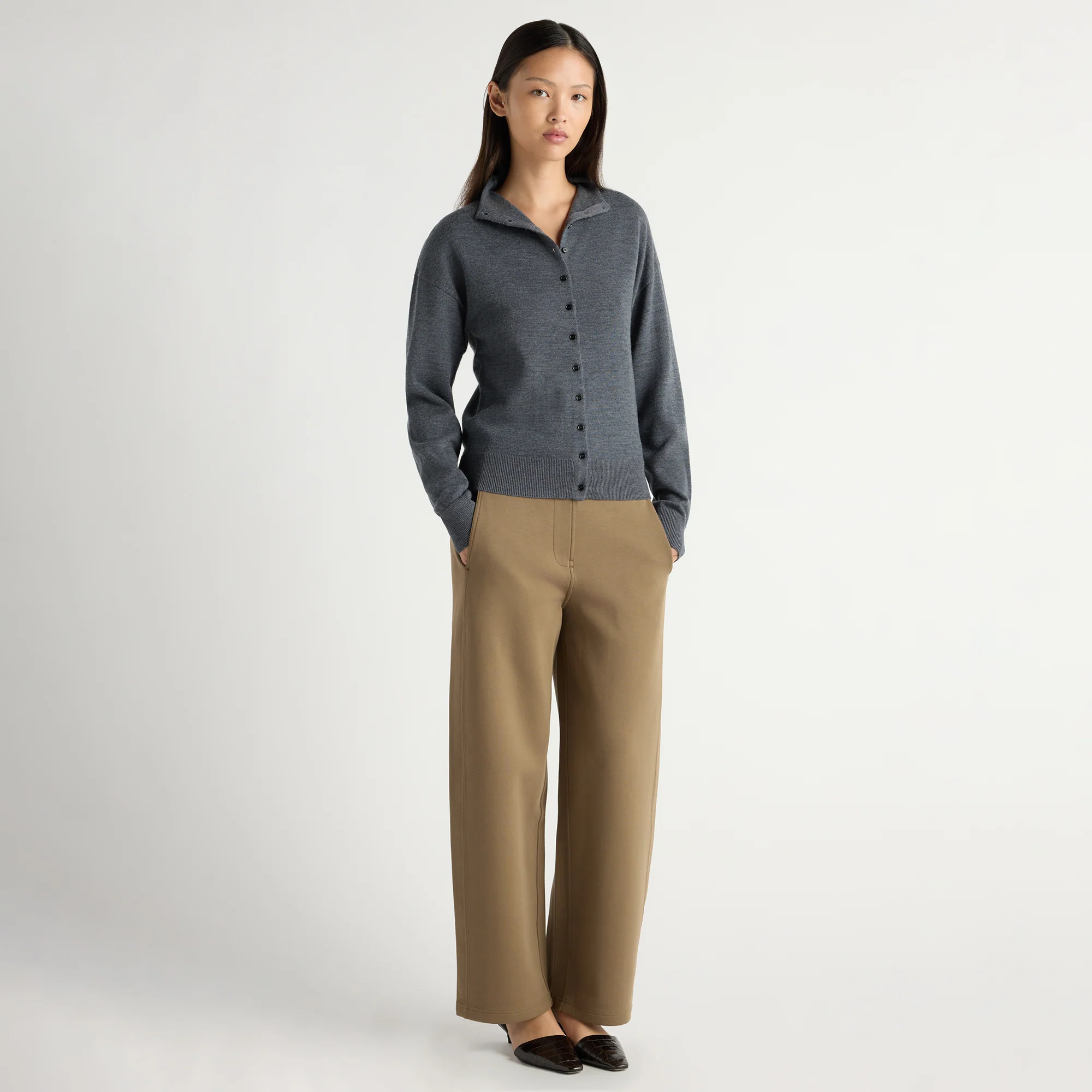 Charlee Lightweight Wool Button Cardigan