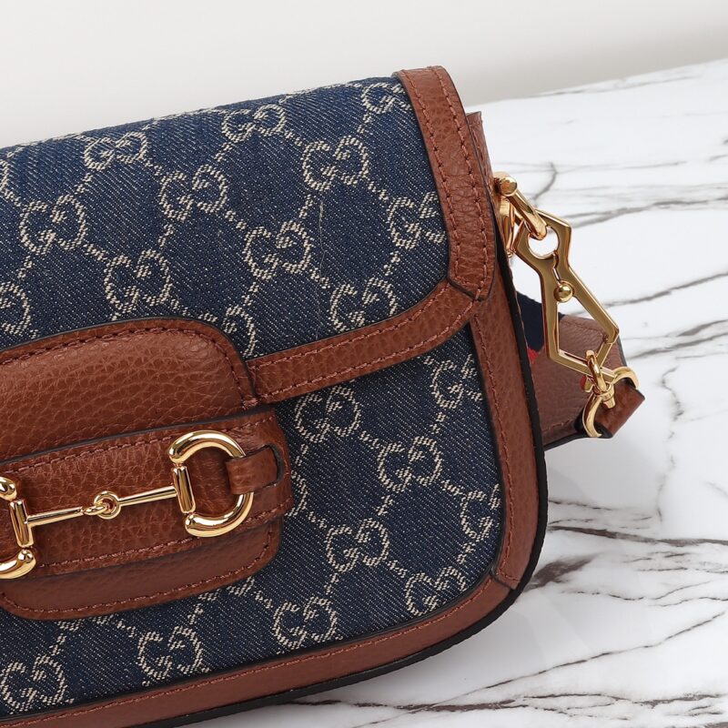 Replica Gucci Horsebit 1955 Double G Mini Denim