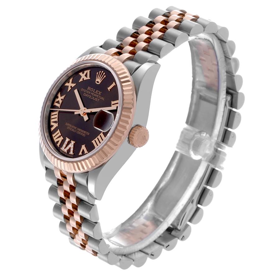 Rolex Datejust 31 Midsize Steel Rose Gold Brown Diamond Dial Ladies Watch 278271