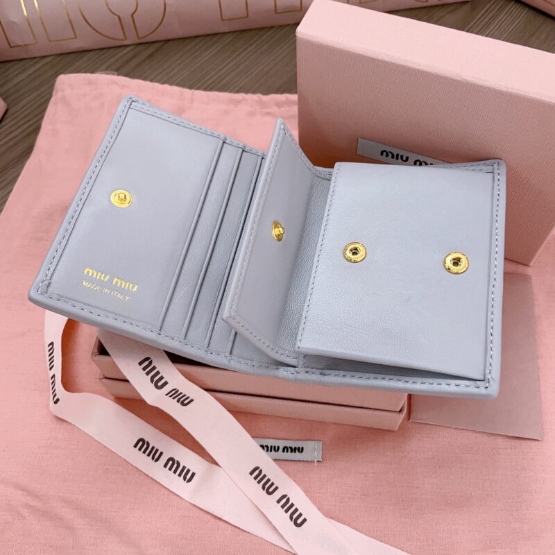 Replica Miu Miu Pocket Wallet Light Blue