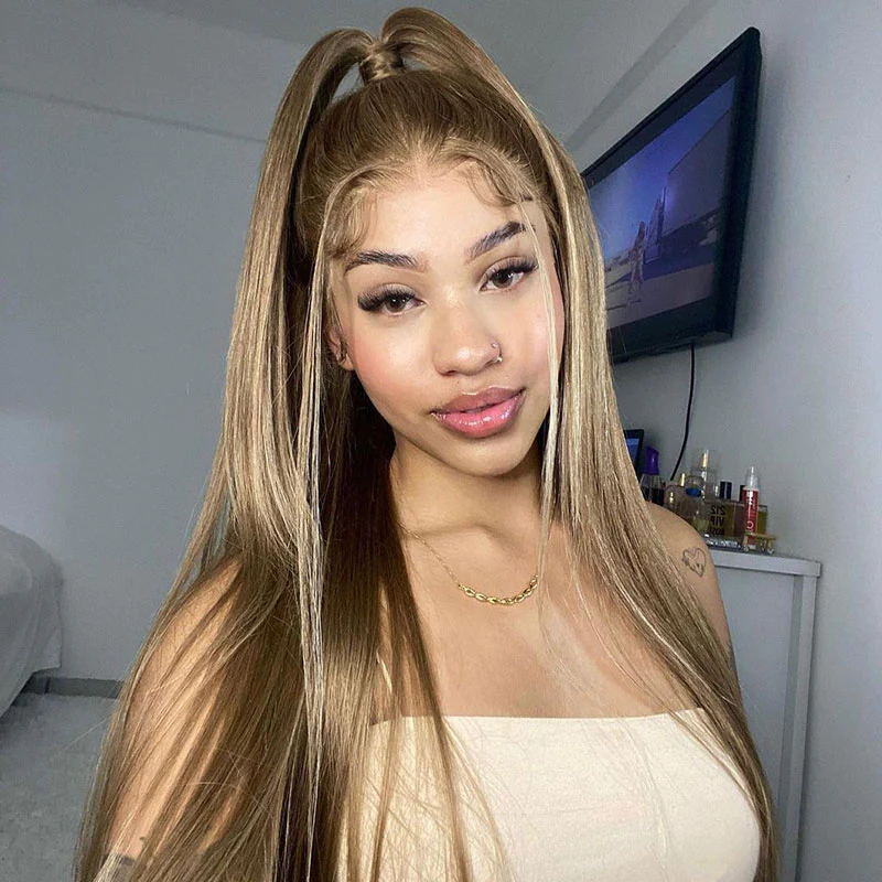$100 OFF Code: MS100 | 13X4 Lace Honey Color With Blonde Highlight P12/613 straight Wigs