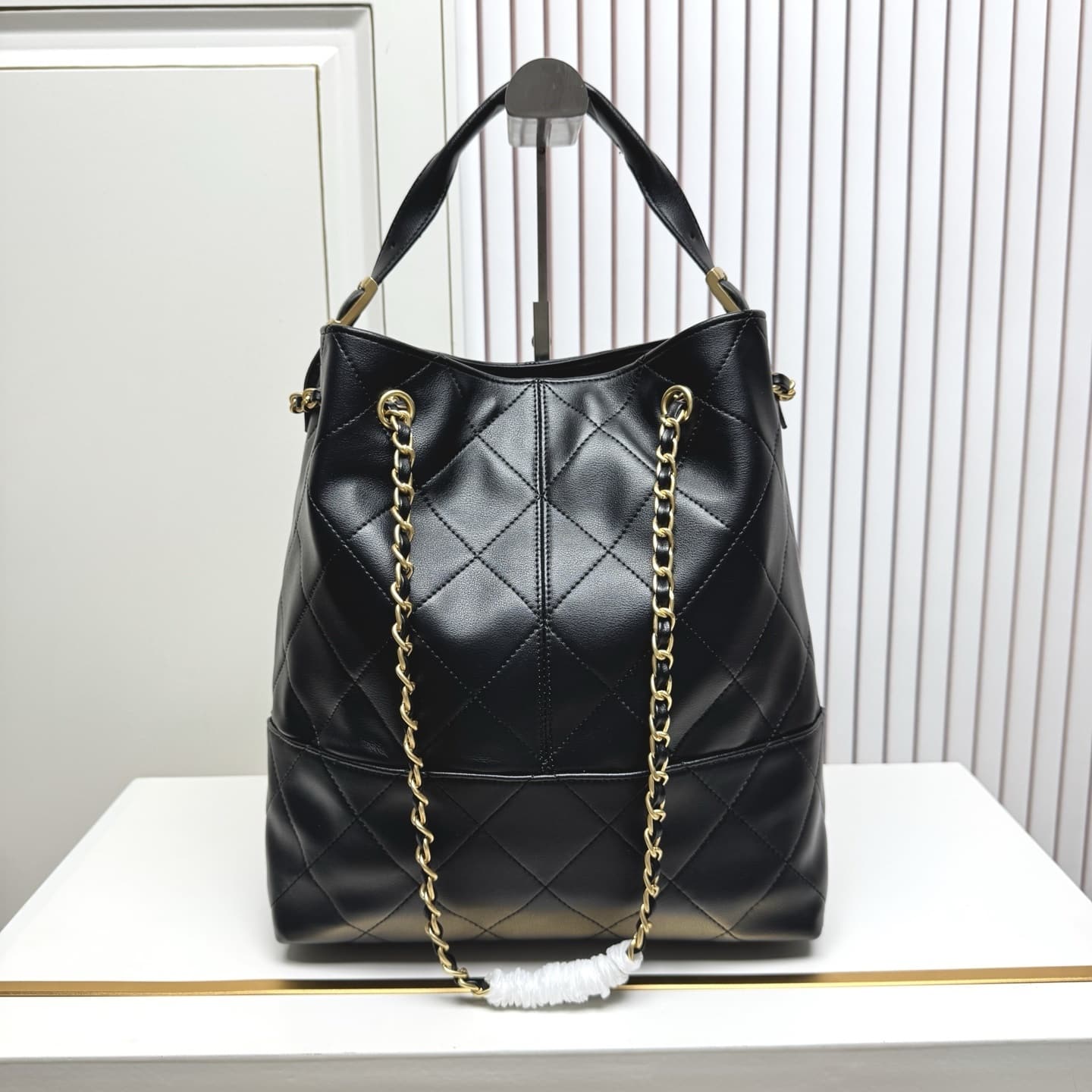 Chanel Shopping Bag Gold Tone Metal Black 33Cm AS5635 B20829 94305