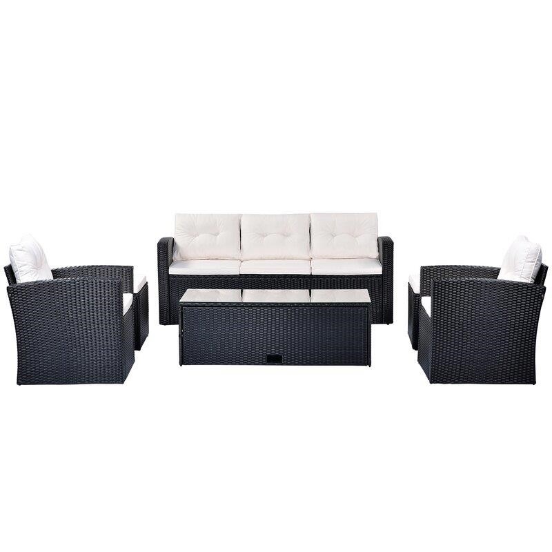 Jakye Wicker/Rattan 7 - Person Seating Group with Cushions