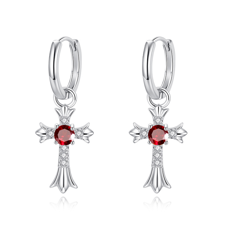 GemVibra Talismanic Cross Earrings | Protective Crystal Huggie Hoops