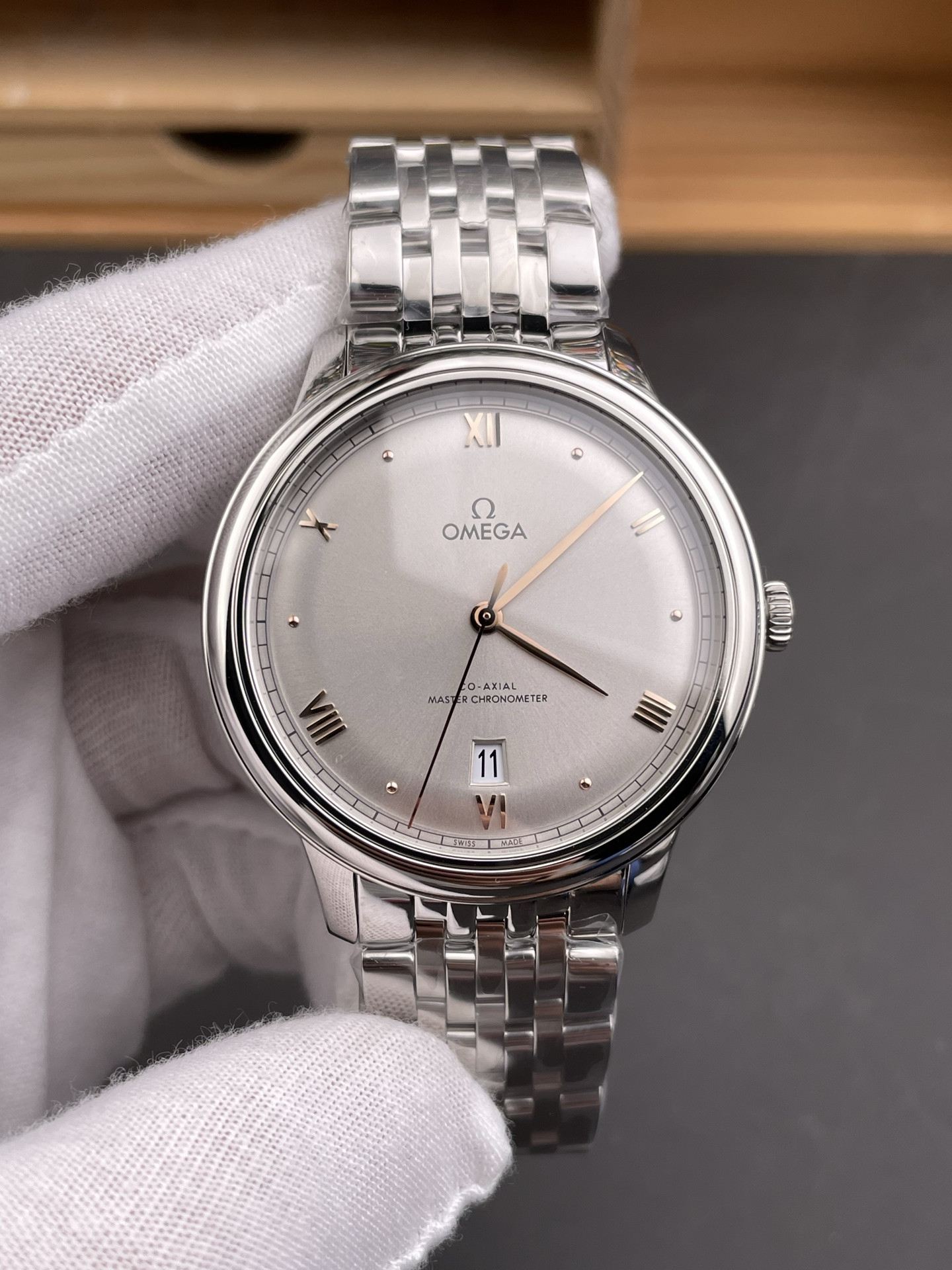 De Ville Gold Needle Silver Dial