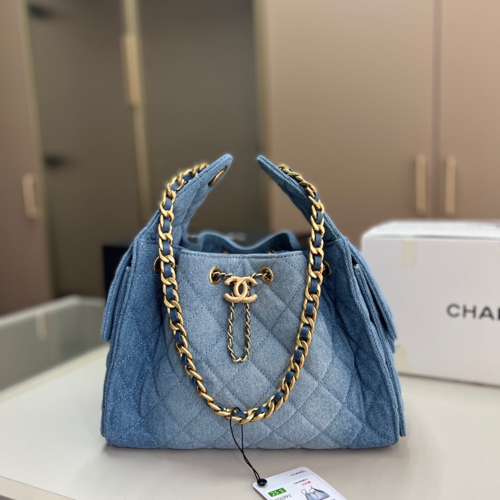Chanel 25 Small Handbag Washed Denim Blue 26cm AS5293 B20603 U0475