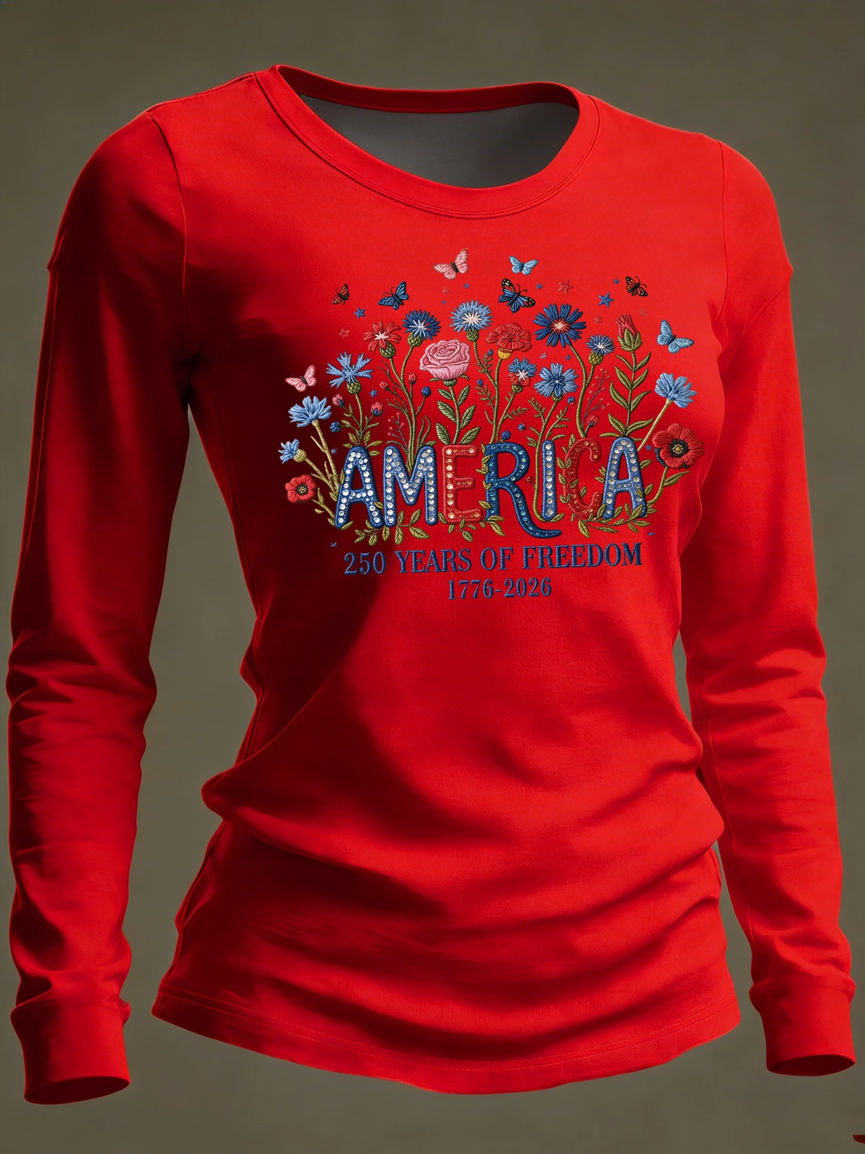 Women's Casual American 250 Commemorative Long-Sleeve T-Shirt