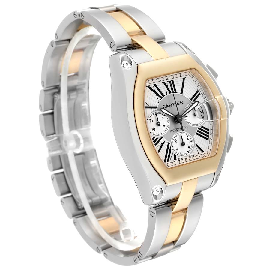 Cartier Roadster Chronograph Steel Yellow Gold Mens Watch W62027Z1