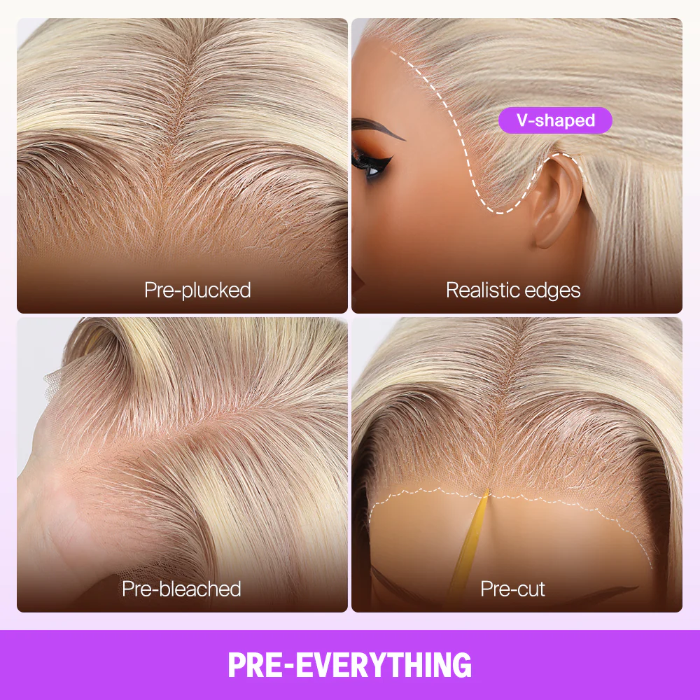 Megalook 13x6 Three-Go™ Blonde Highlight Glueless Wigs Silky Straight With Drawstring 100% Human Hair Wig