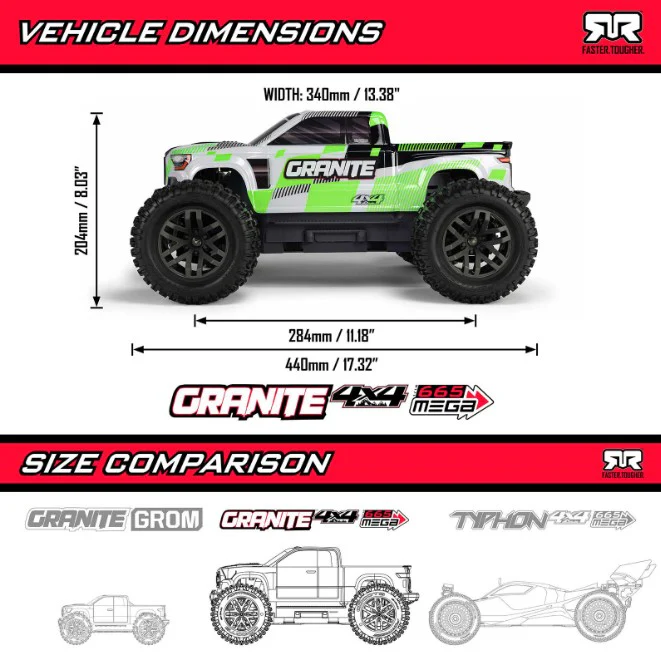Arrma 1/10 GRANITE 4X4 RTR Brushed Monster Truck, Blue
