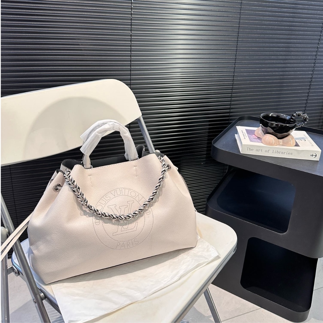 Louis Vuitton Bella Tote Bag Mahina Perforated In Beige 32Cm M11733