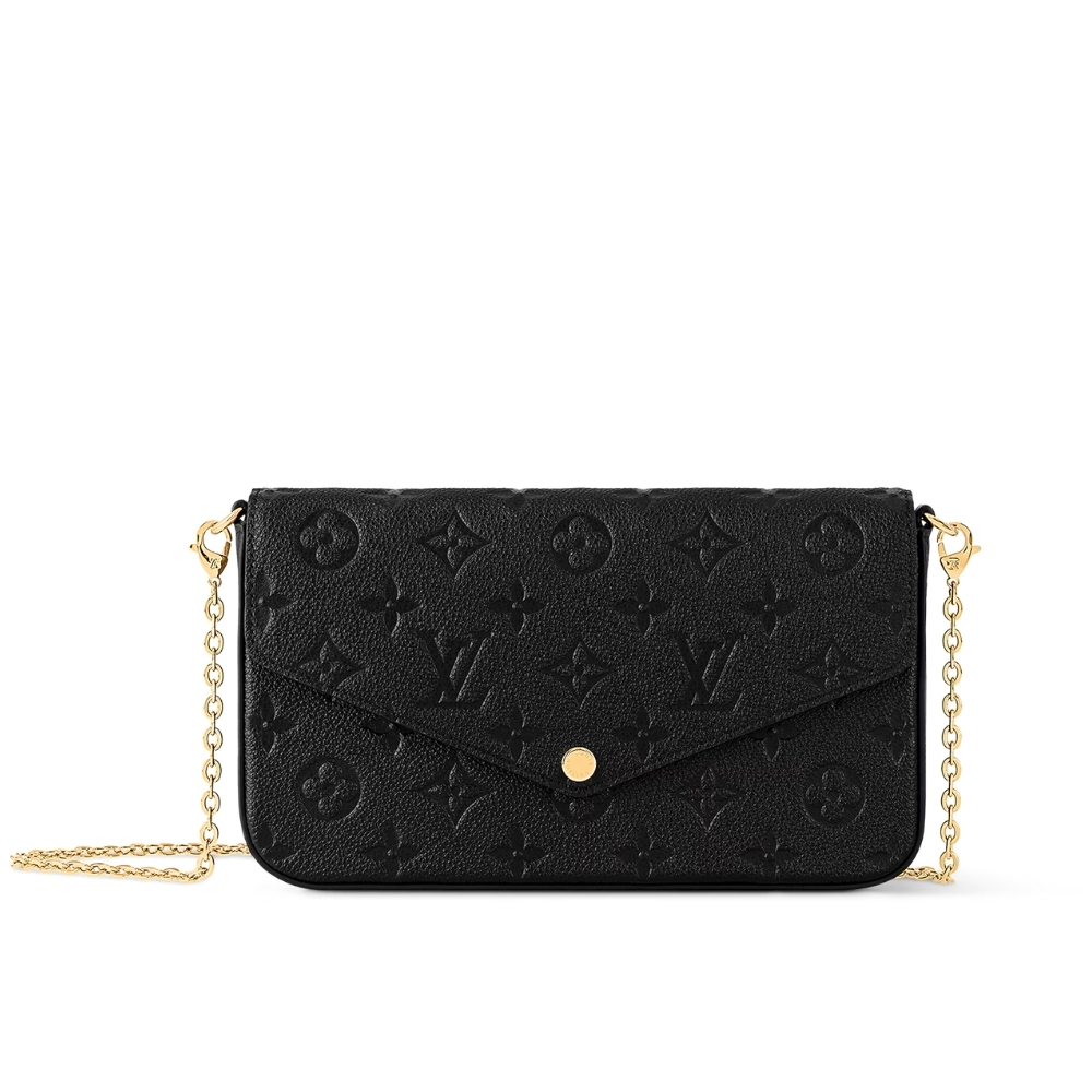 Louis Vuitton Félicie Pochette Monogram Empreinte Leather Crossbody Bag Black 21cm M82477