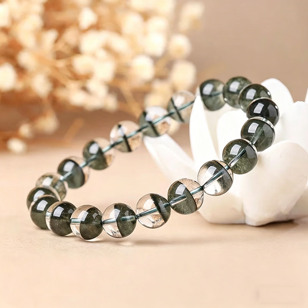 GemVibra Green Phantom Quartz Talisman Bracelet – Grounding & Abundance