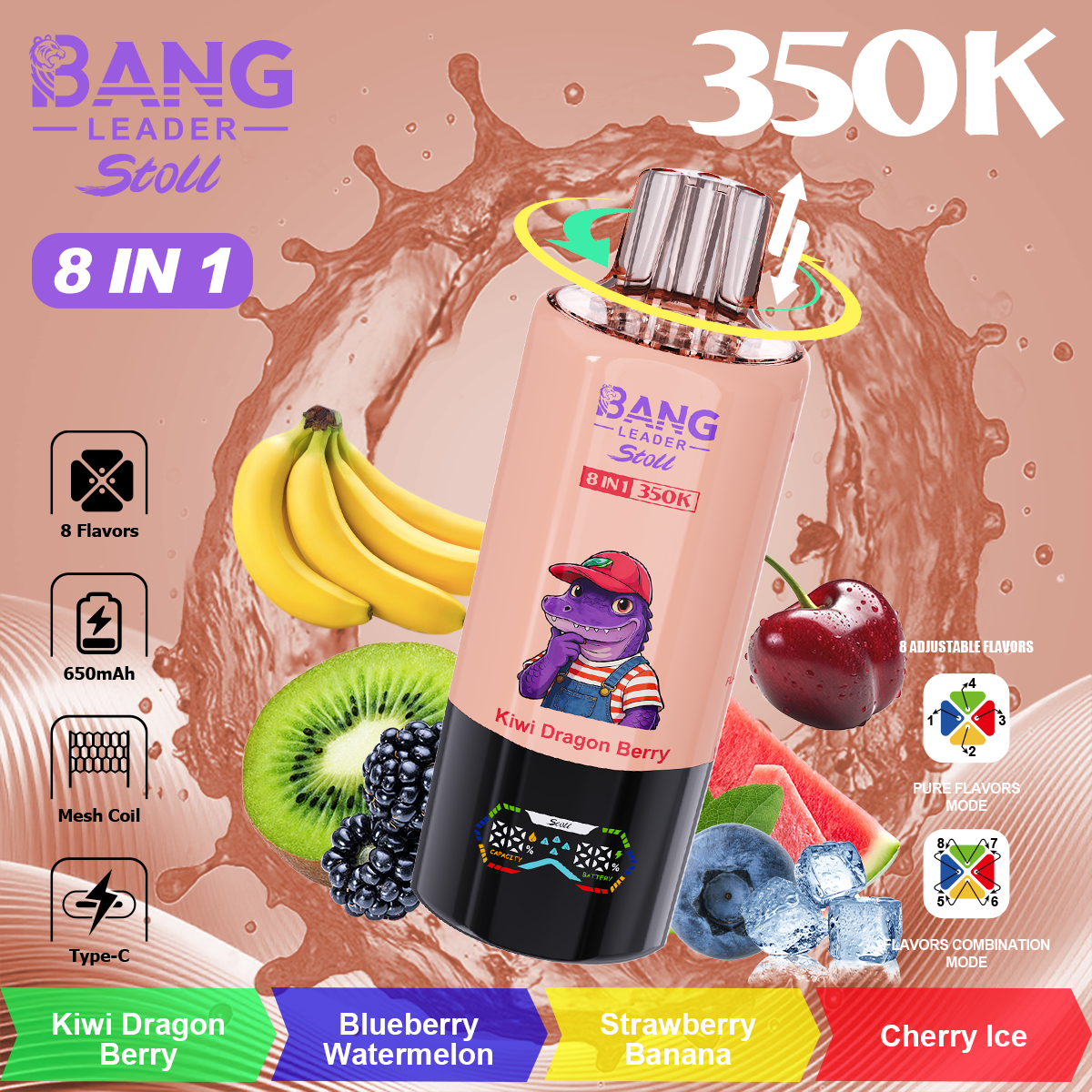 Bang Leader 350K Puffs 8-in-1 Prefilled Vape Device - 8 Flavours, Rechargeable, 3% / 5% Nicotine