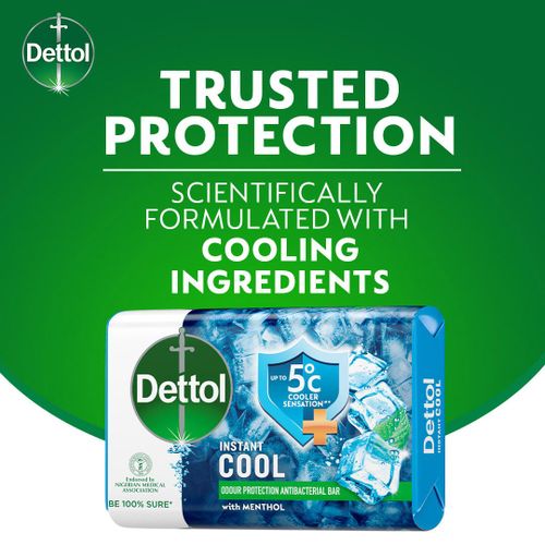Dettol Antibacterial Bathing Soap - Instant Cool 70g - Pack of 6