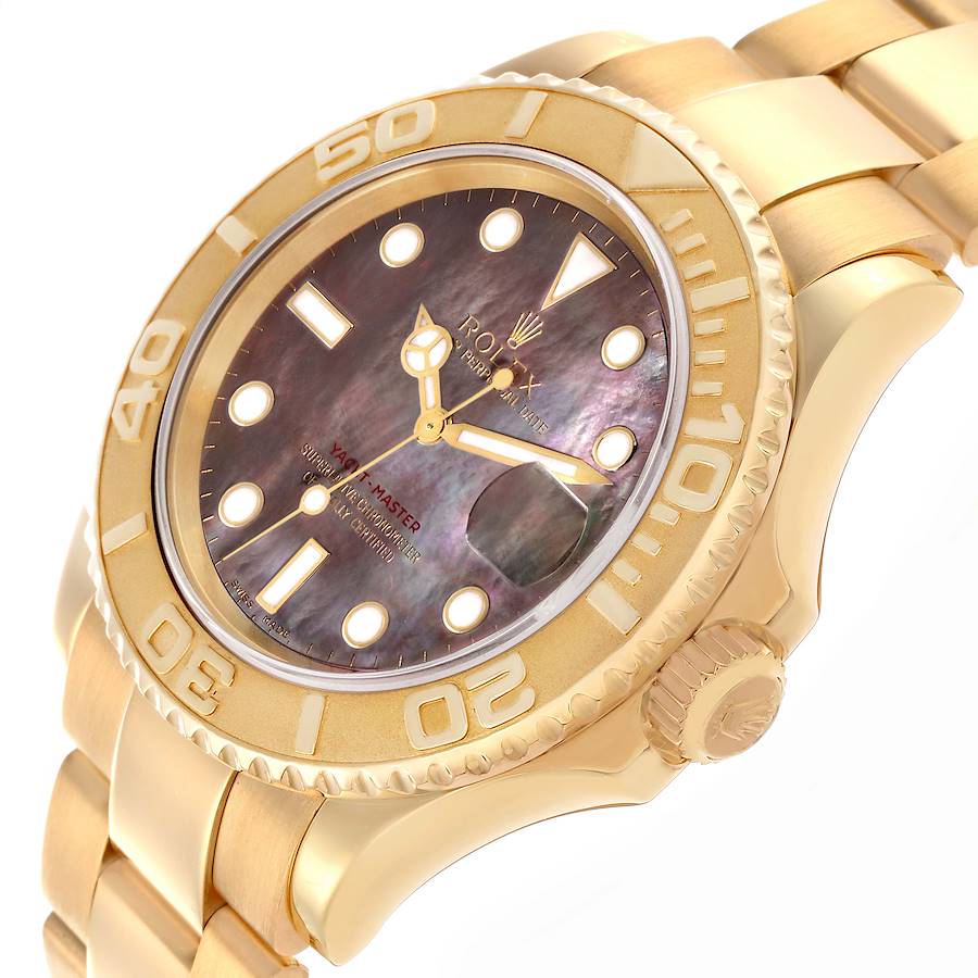 Rolex Yachtmaster 40mm Yellow Gold Black MOP Dial Mens Watch 16628