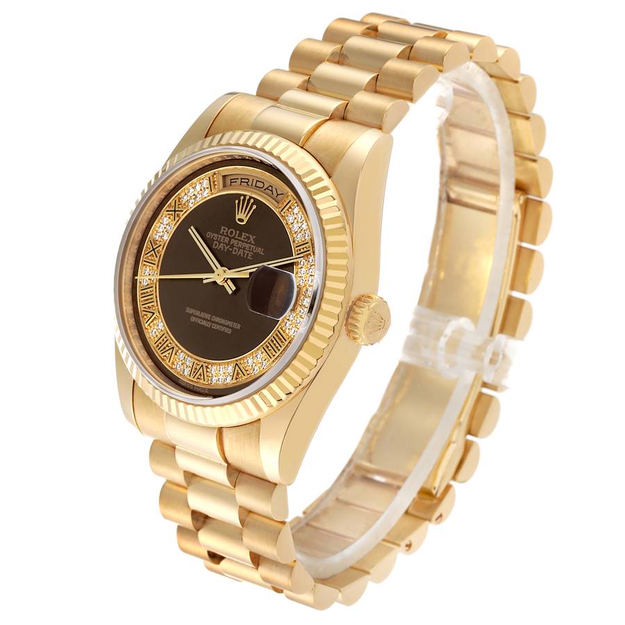 Rolex Day Date President Yellow Gold Myriad Diamond Dial Mens Watch 118238