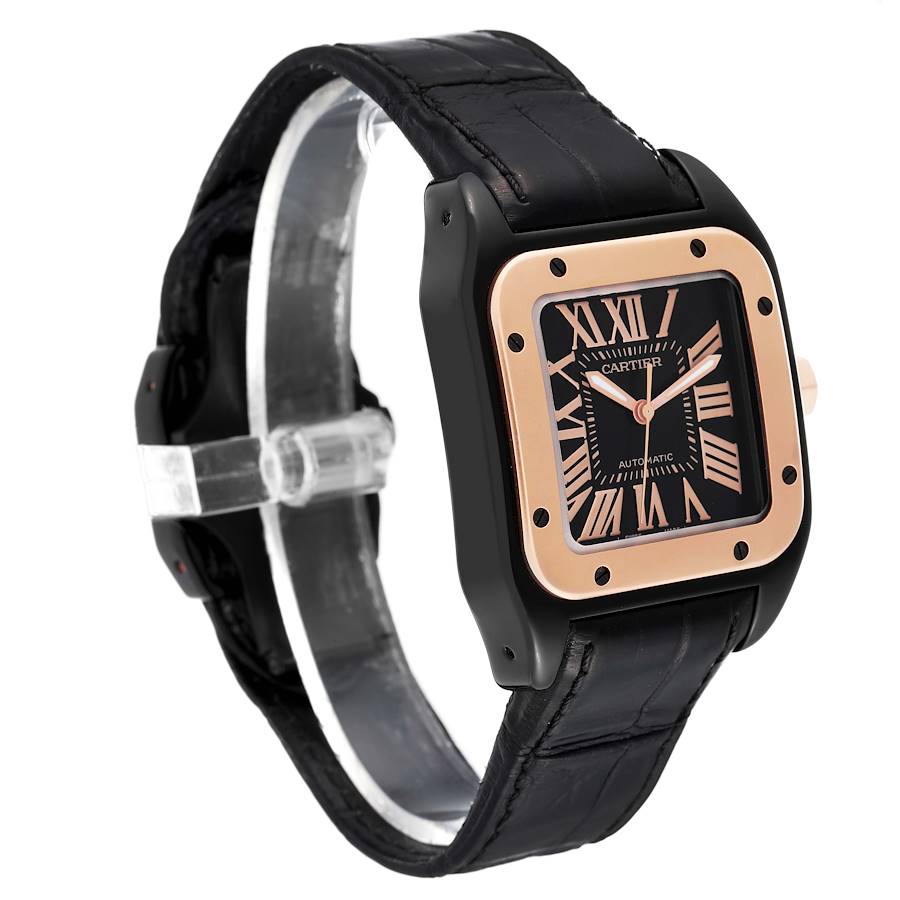 Cartier Santos 100 PVD Steel Rose Gold Midsize Mens Watch W2020009