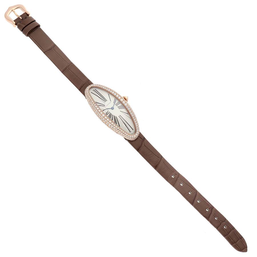 Cartier Baignoire Allongee Rose Gold Diamond Ladies Watch WJBA0006