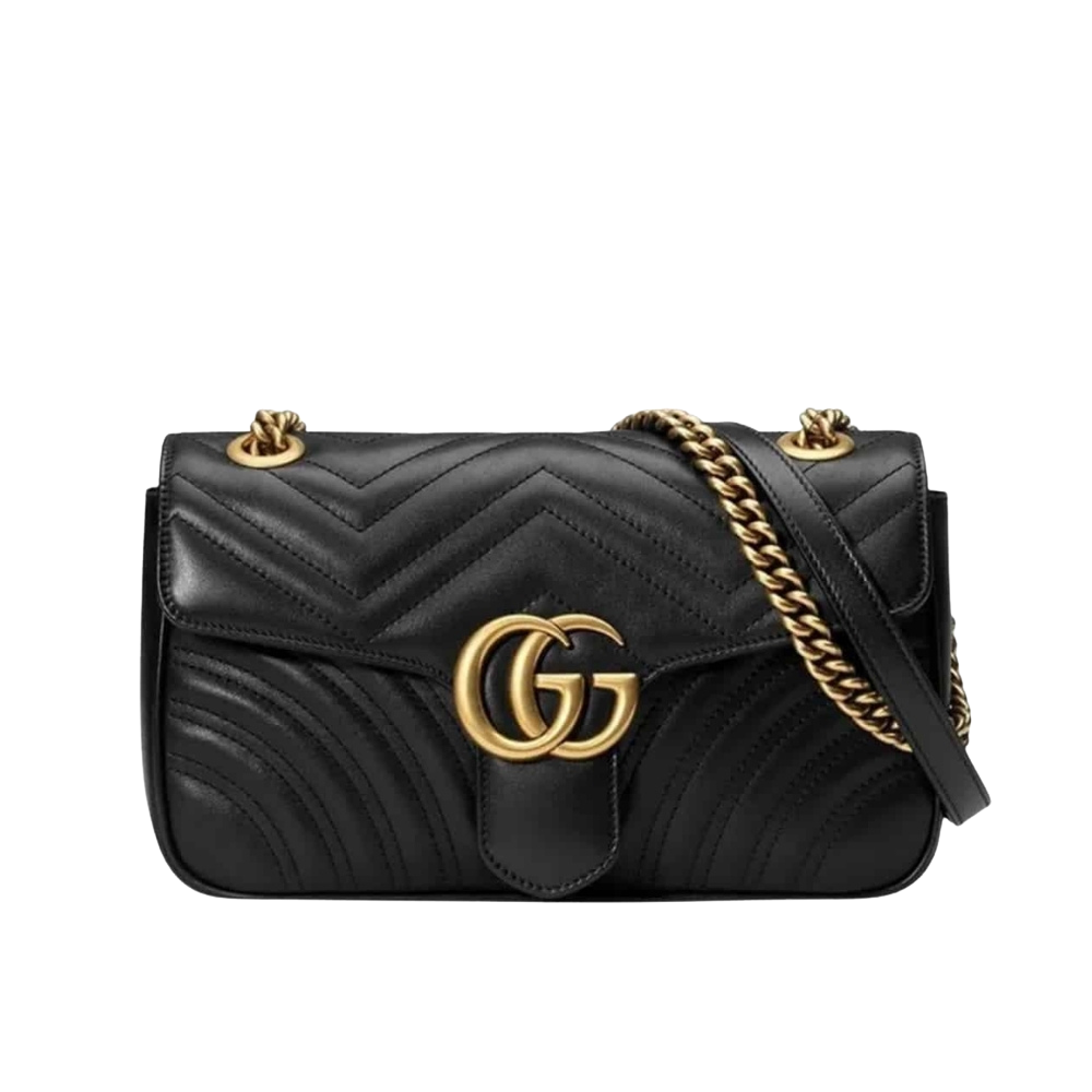 Gucci Marmont Medium Matelassé Shoulder Bag Black 26cm 443496 DTDIT 1000