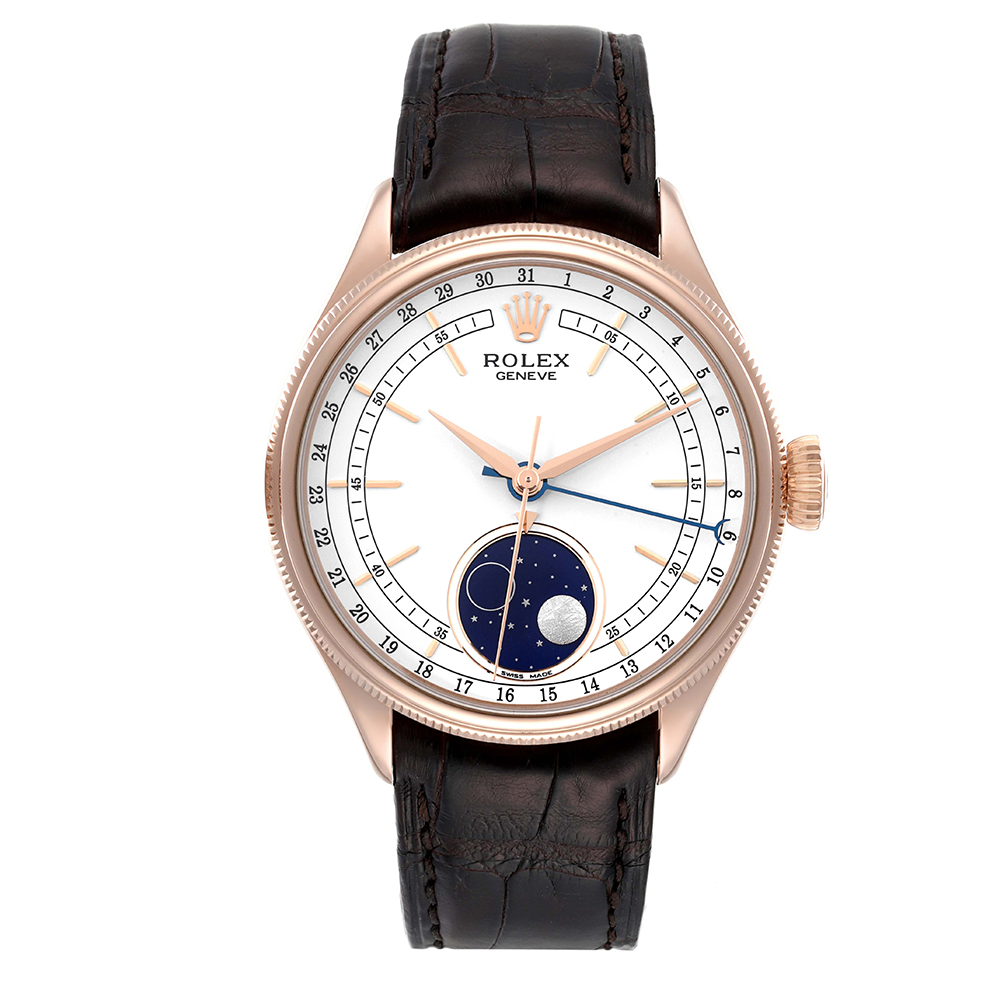 Rolex Cellini Moonphase White Dial Rose Gold 39mm Mens Watch 50535 New