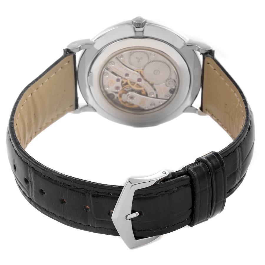 Patek Philippe Calatrava White Gold Black Strap Mens Watch 5119G