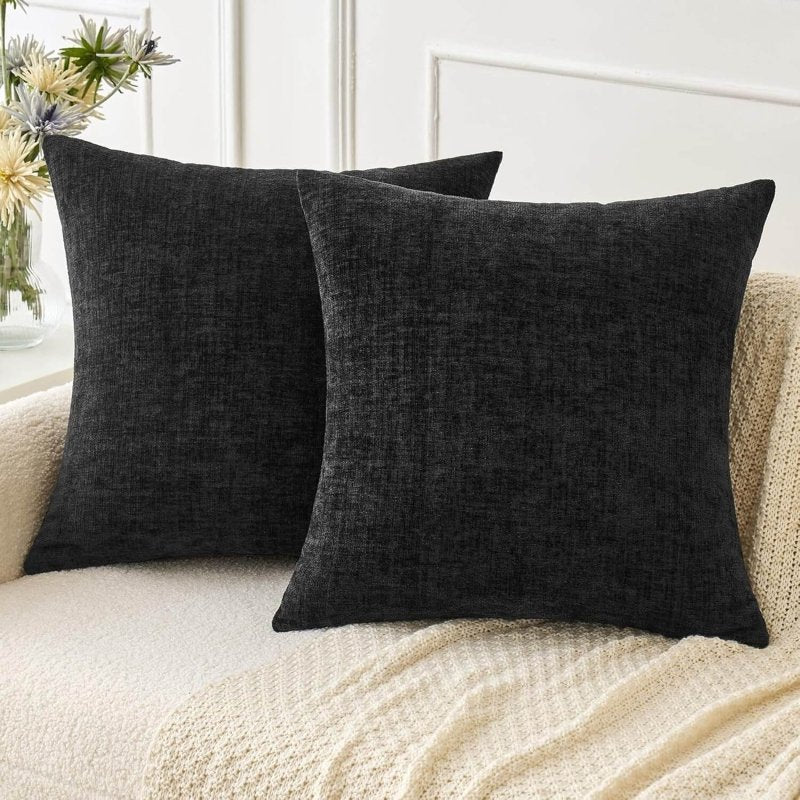Soft Chenille Solid Dyed Pillow Covers (Pack of 2)