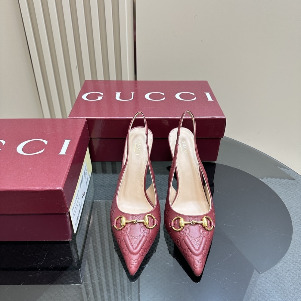 Gucci Women’s Horsebit Pump Gg Leather Rosso Ancora Red ‎792065 Aaegj 6207