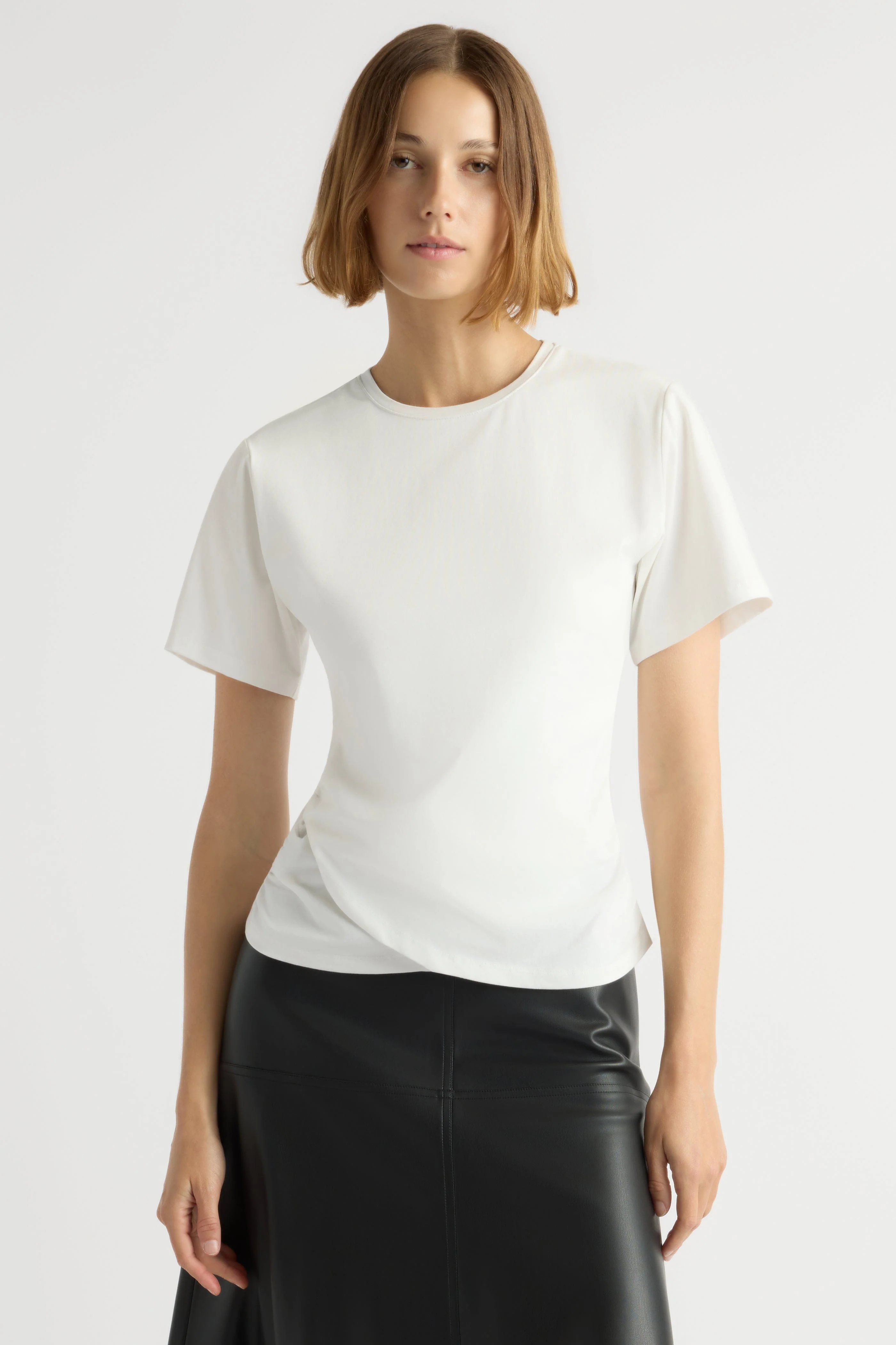 Janette Front-Wrap Jersey Tee