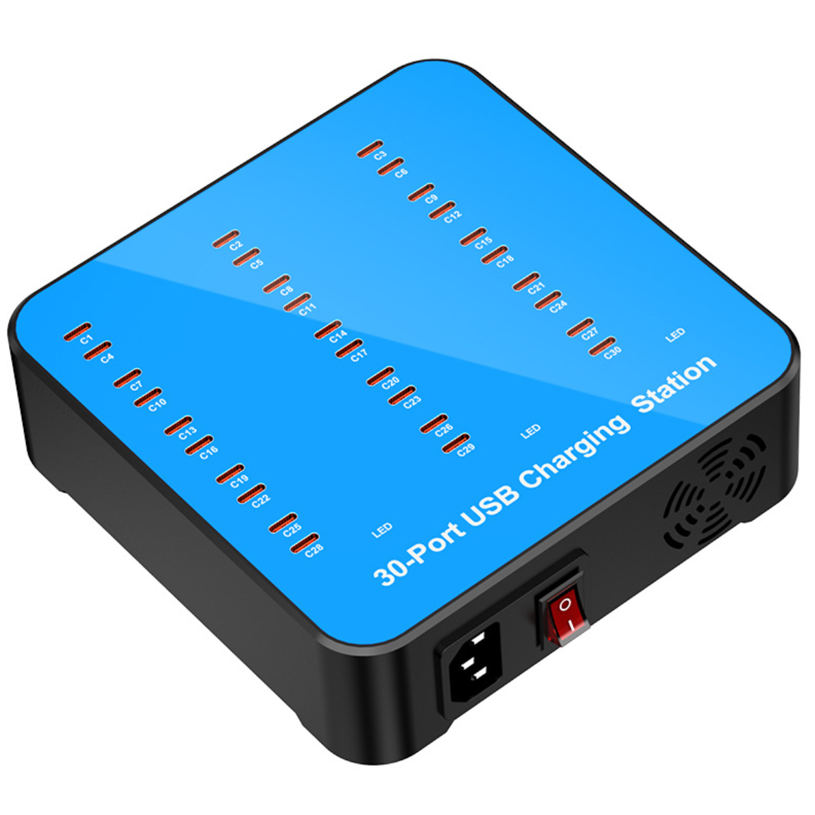 30-Port USB Charging Station Multi Device Charging Hub