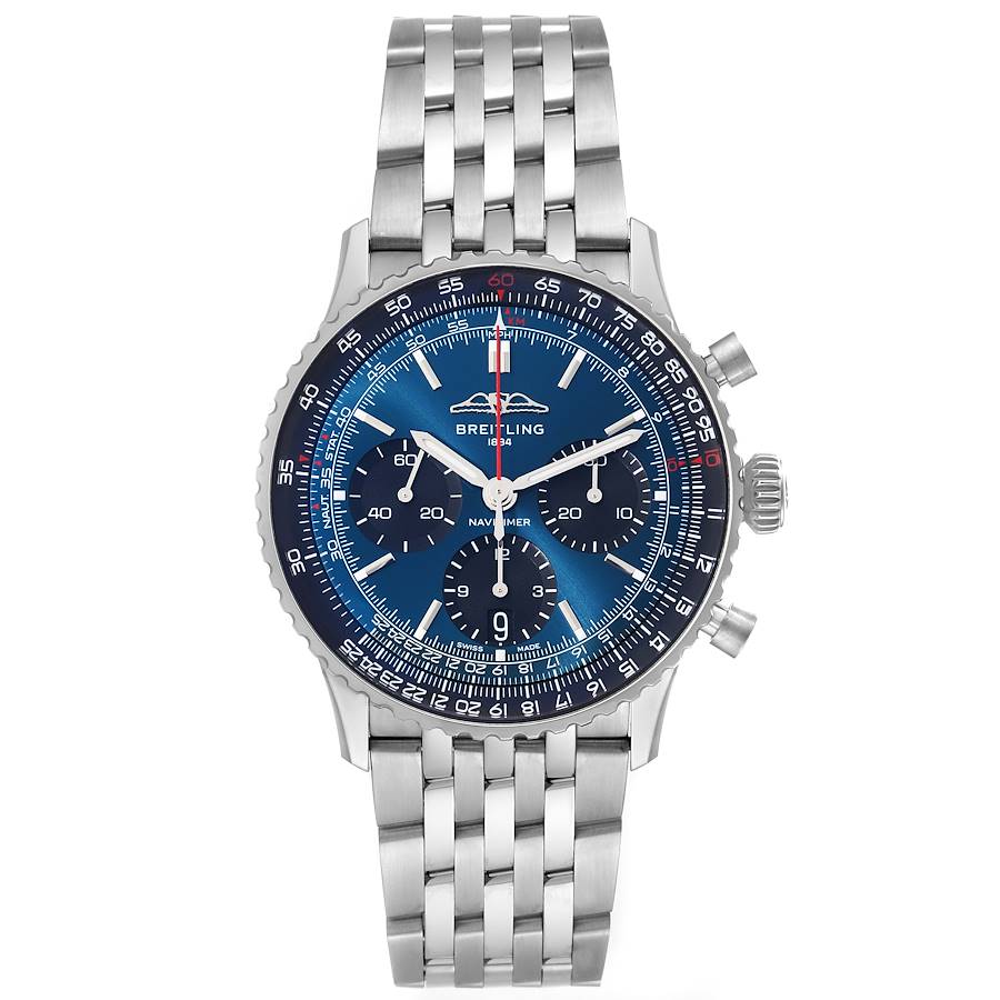 Breitling Navitimer B01 Chronograph 41 Blue Dial Steel Mens Watch AB0139