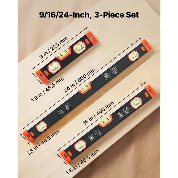 Torpedo Level 3-Piece Included 9 16 24 in