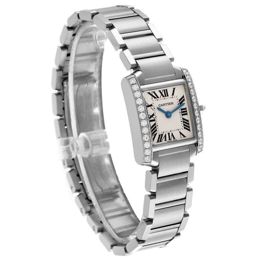 Cartier Tank Francaise Small Steel Diamond Bezel Ladies Watch W4TA0008