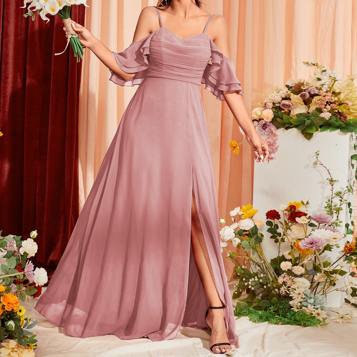 Women Strappy Prom Birthday Elegant Wedding Bridesmaid Dress