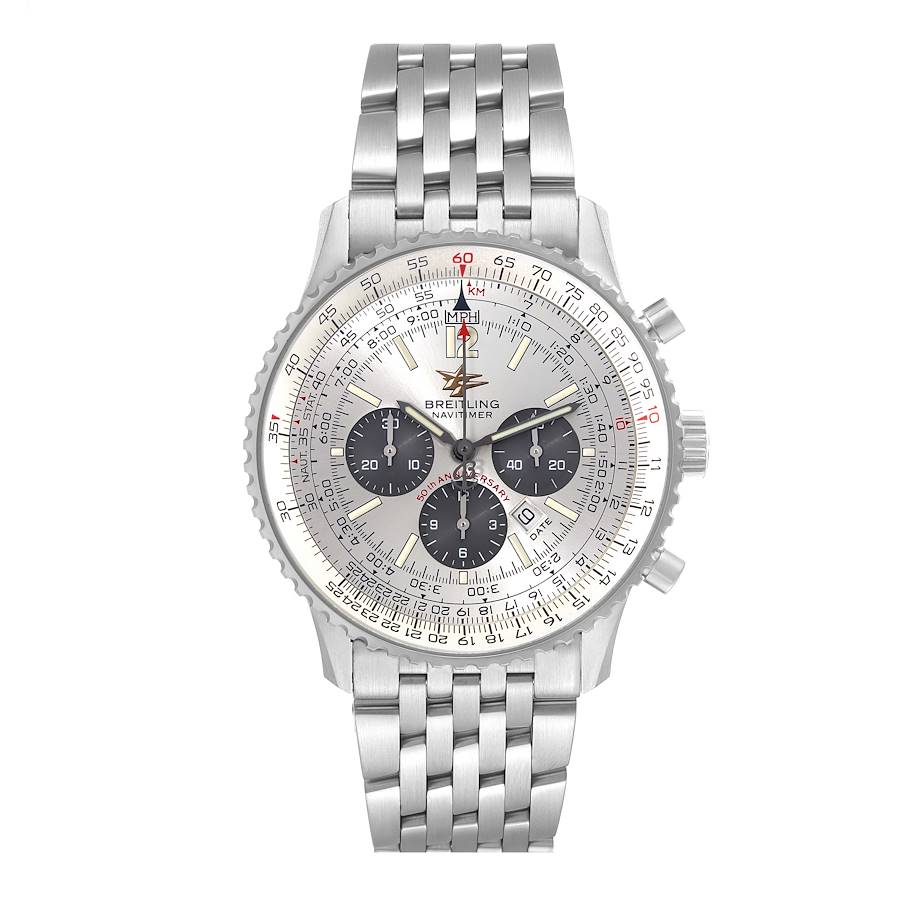Breitling Navitimer 50th Anniversary Silver Dial Mens Watch A41322