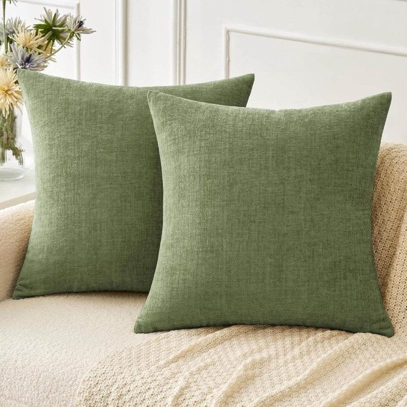 Soft Chenille Solid Dyed Pillow Covers (Pack of 2)