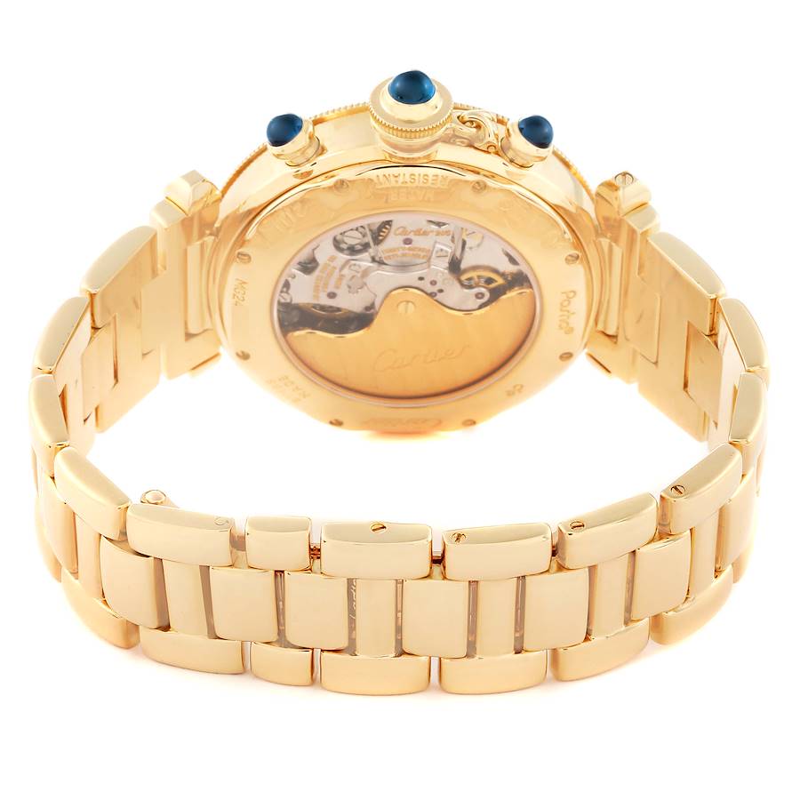 Cartier Pasha 38 Chronograph Yellow Gold Silver Dial Mens Watch W524428