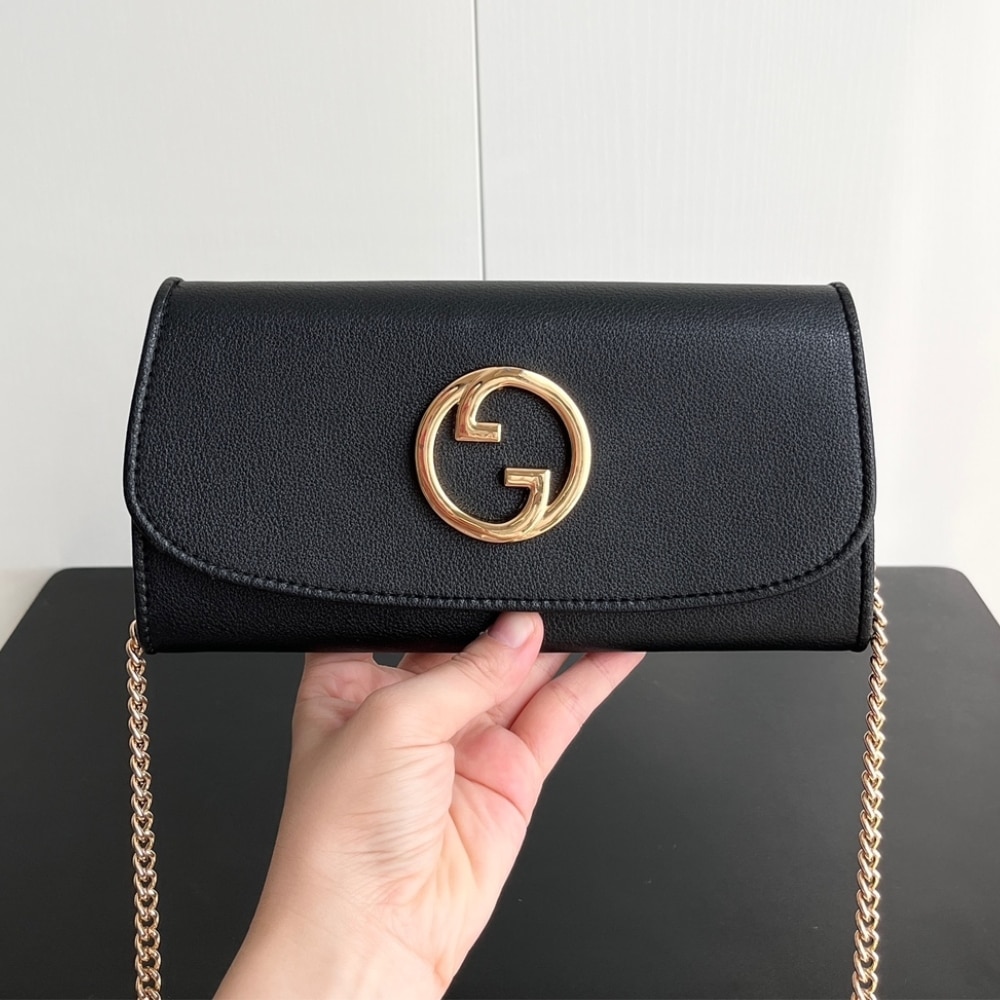 Gucci Blondie Continental Chain Wallet Black 21Cm ‎725215 Uxx0G 1000