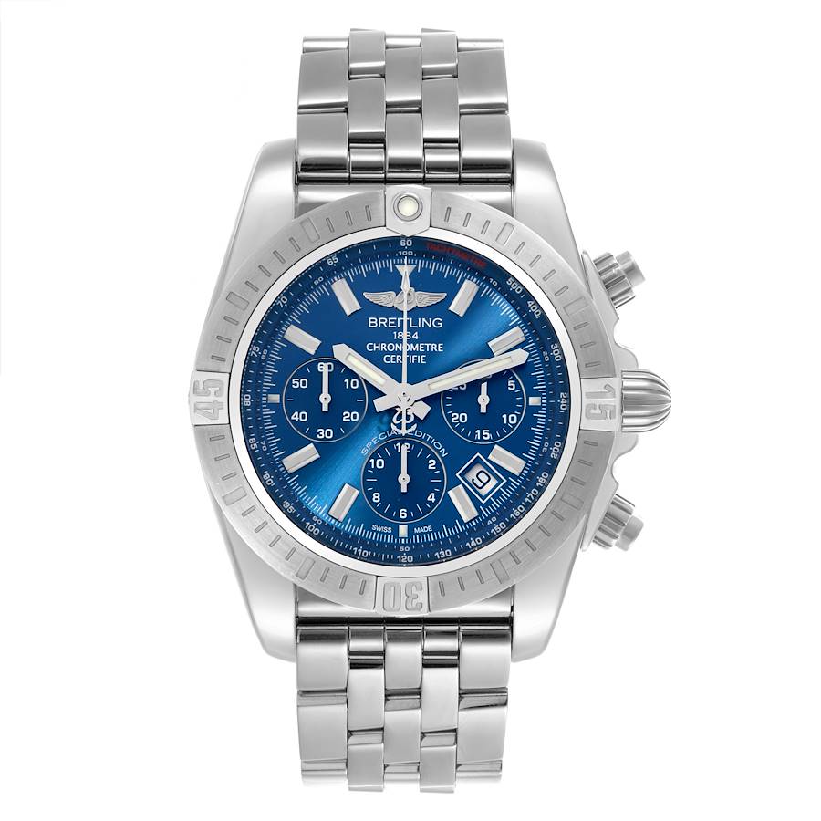 Breitling Chronomat Airbourne 44 SE Blue Dial Steel Mens Watch AB0115s