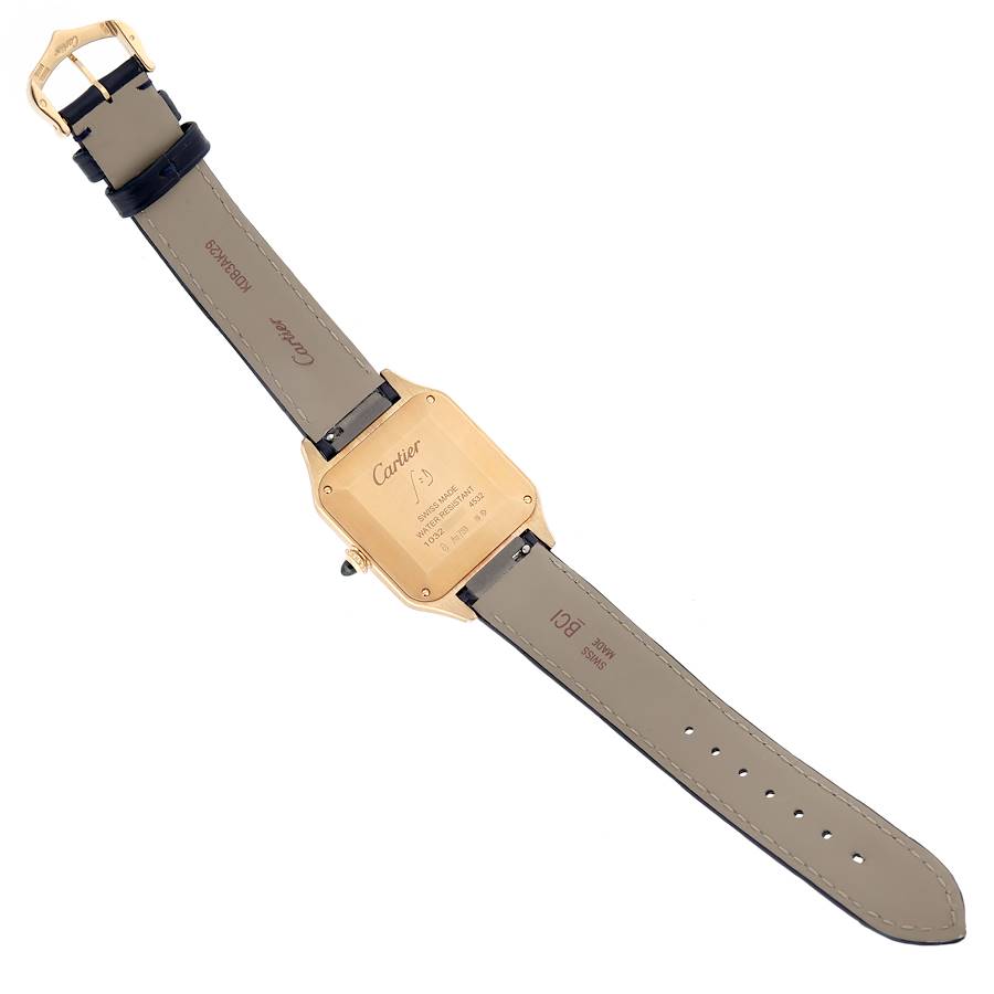 Cartier Santos Dumont Yellow Gold Blue Dial Mens Watch WGSA0077