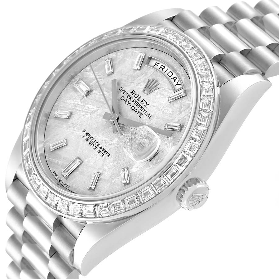 Rolex Day-Date 40 President Platinum Meteorite Diamond Mens Watch 228396